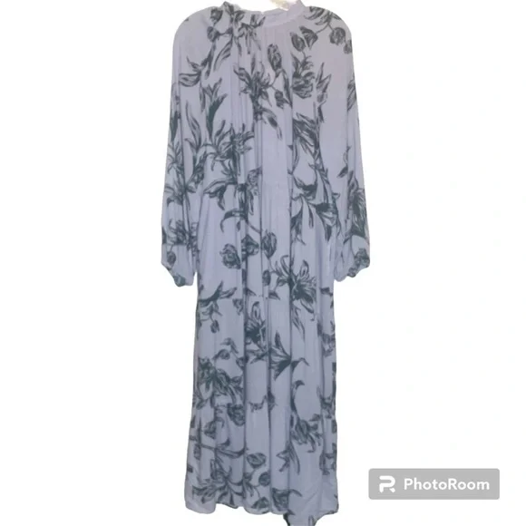 A New Day Floral Balloon Sleeve Tiered Midi Dress - Picture 2 of 12